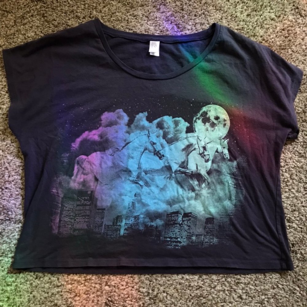 City Skyline Unicorns Starry Fantasy Scene Crop